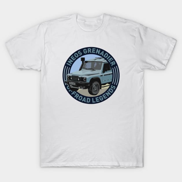 4x4 Offroad Legends:  Ineos Grenadier (eldoret blue) T-Shirt by OFFROAD-DESIGNS